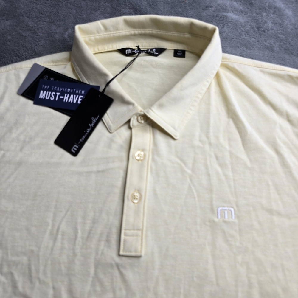 NWT Travis Mathew The Zinna Golf Polo Heather Banana Simply Lemonade Mens 2XL